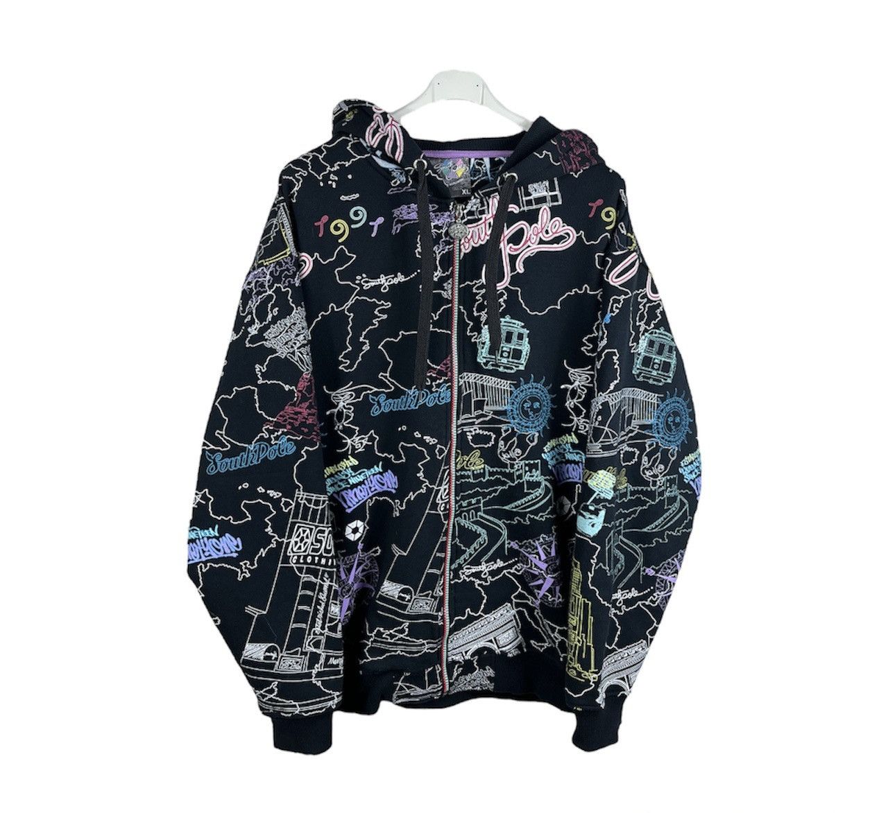 Southpole Vintage South Pole y2k all over print full zip hoodie baggy Size US XL / EU 56 / 4 - 1 Thumbnail