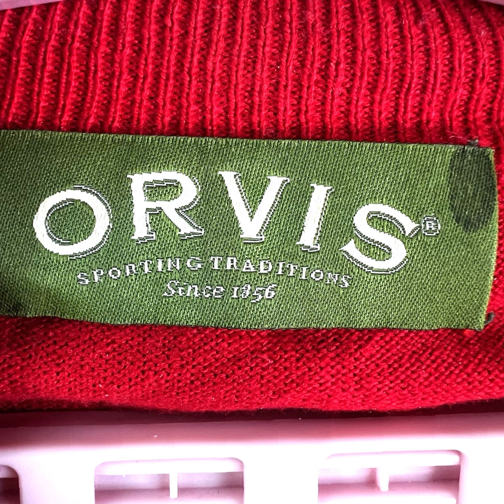 Orvis ORVIS Mens Pullover Sweater 1/4 Zip Silk Cashmere Red XL Knit Lightweight Mock Neck Classic Outdoor Fashion Mens Clothing Size US XL / EU 56 / 4 - 4 Thumbnail