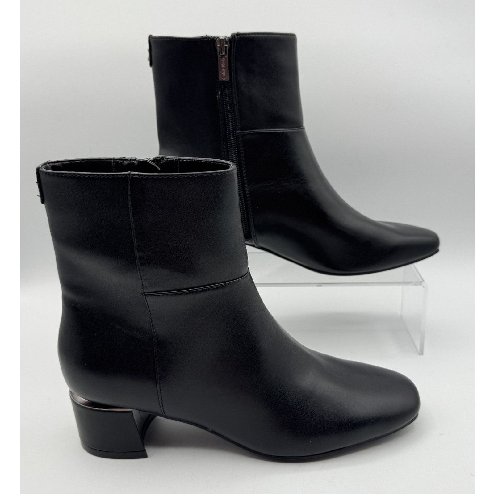 Calvin Klein Calvin Klein Parry 2 Black Leather Ankle Boots Heel Block Size US 6 / IT 36 - 1 Thumbnail