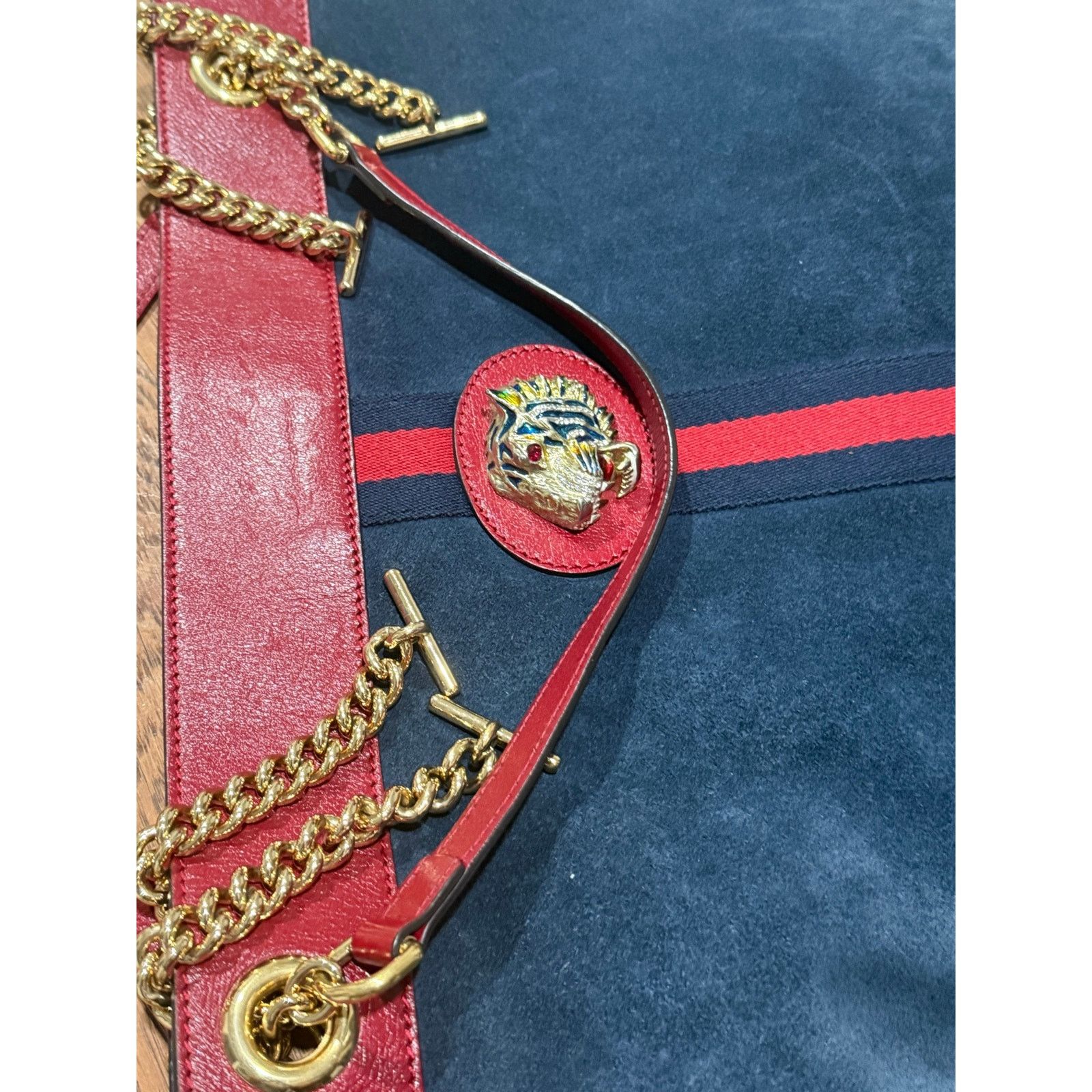 Gucci Gucci Maxi Rajah Tote Bag Suede & Leather Tiger Head Size ONE SIZE - 11 Thumbnail