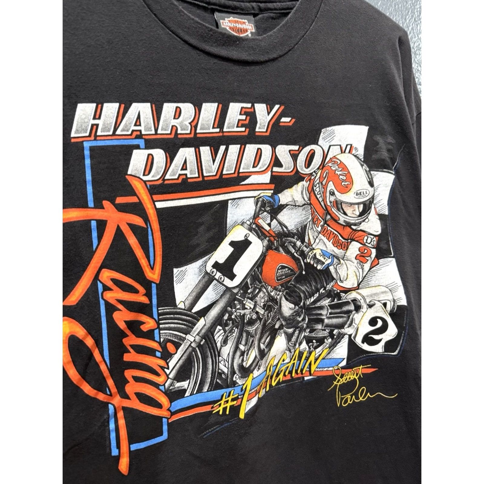 Harley Davidson VINTAGE Harley Davidson Scott Parker Racing Shirt XL Black 90s Mens Size US XL / EU 56 / 4 - 4 Thumbnail