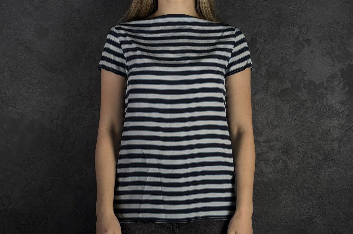 Miu Miu Miu Miu Silk Striped Short Sleeve Women’s T-Shirt Size S / US 4 / IT 40 - 1 Thumbnail