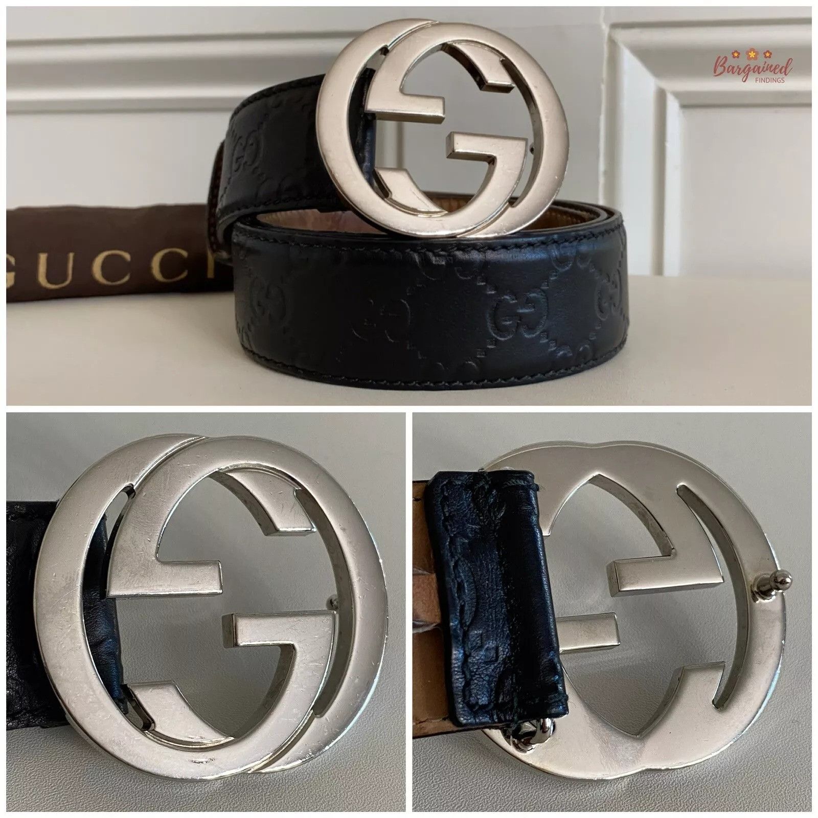 Gucci Gucci Guccissima Leather Silver Interlocking G Buckle Belt Size 30 - 2 Thumbnail