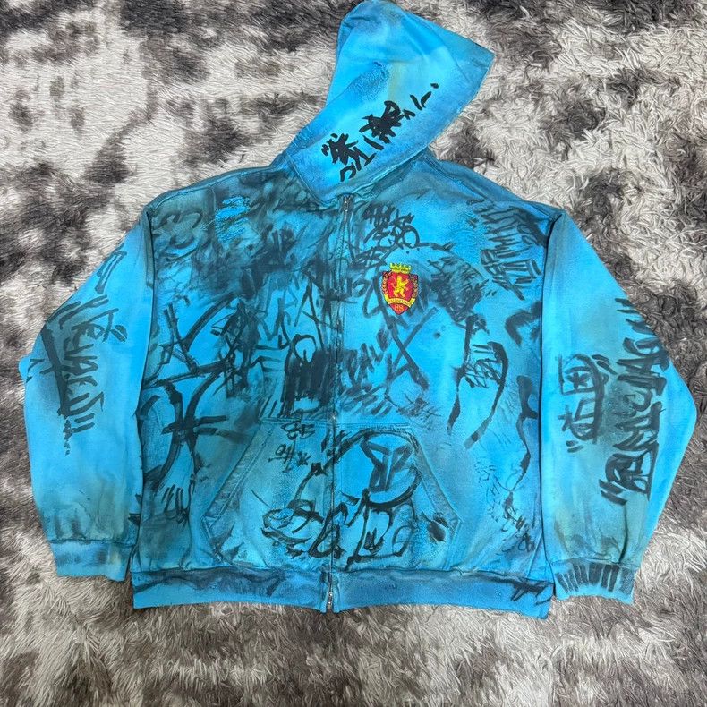 Balenciaga Balenciaga Blue Manchester United Mud Dye Destruction Zip Size US XXL / EU 58 / 5 - 1 Thumbnail