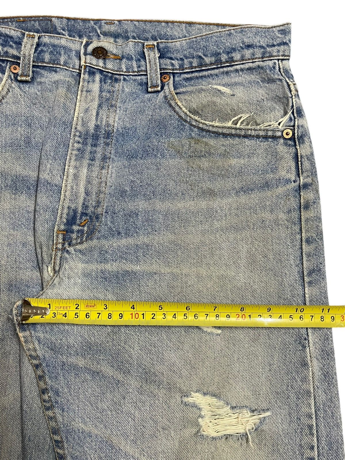 Levi's Vintage 80s Levis 505 Blue Faded Wash Distressed Baggy Jeans Size US 33 - 15 Thumbnail