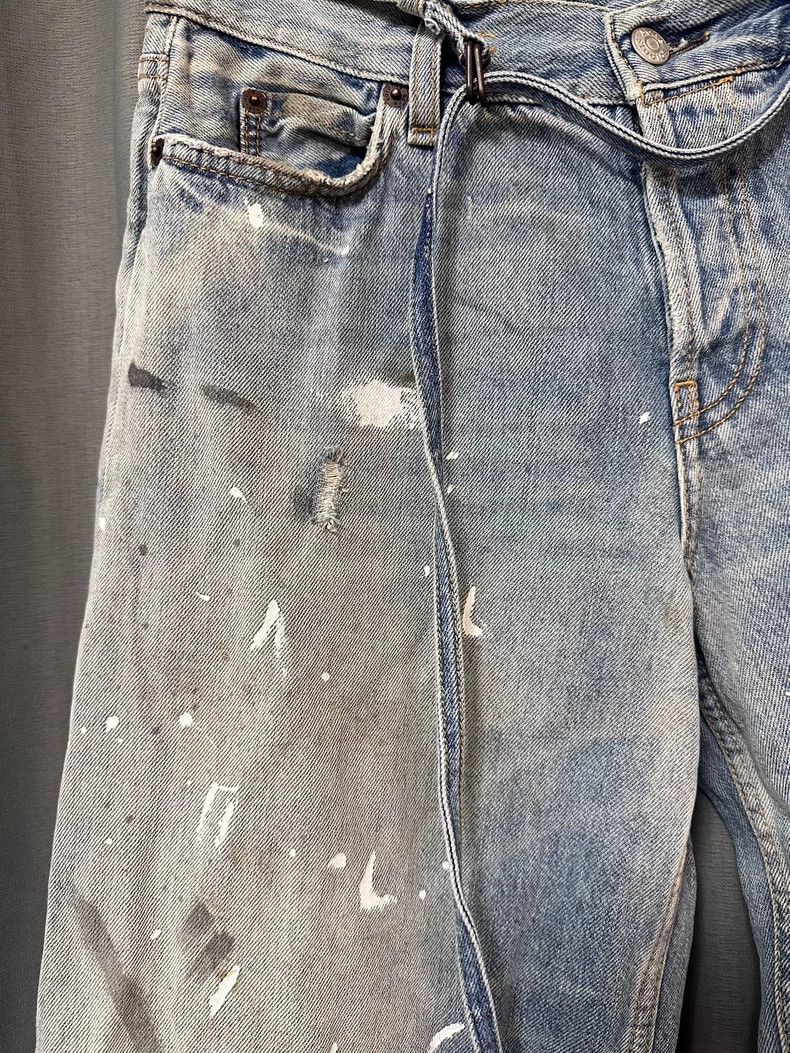 Acne Studios Acne Studios size:34 Splashed ink stained blue wide-leg wo Size 33" - 2 Thumbnail