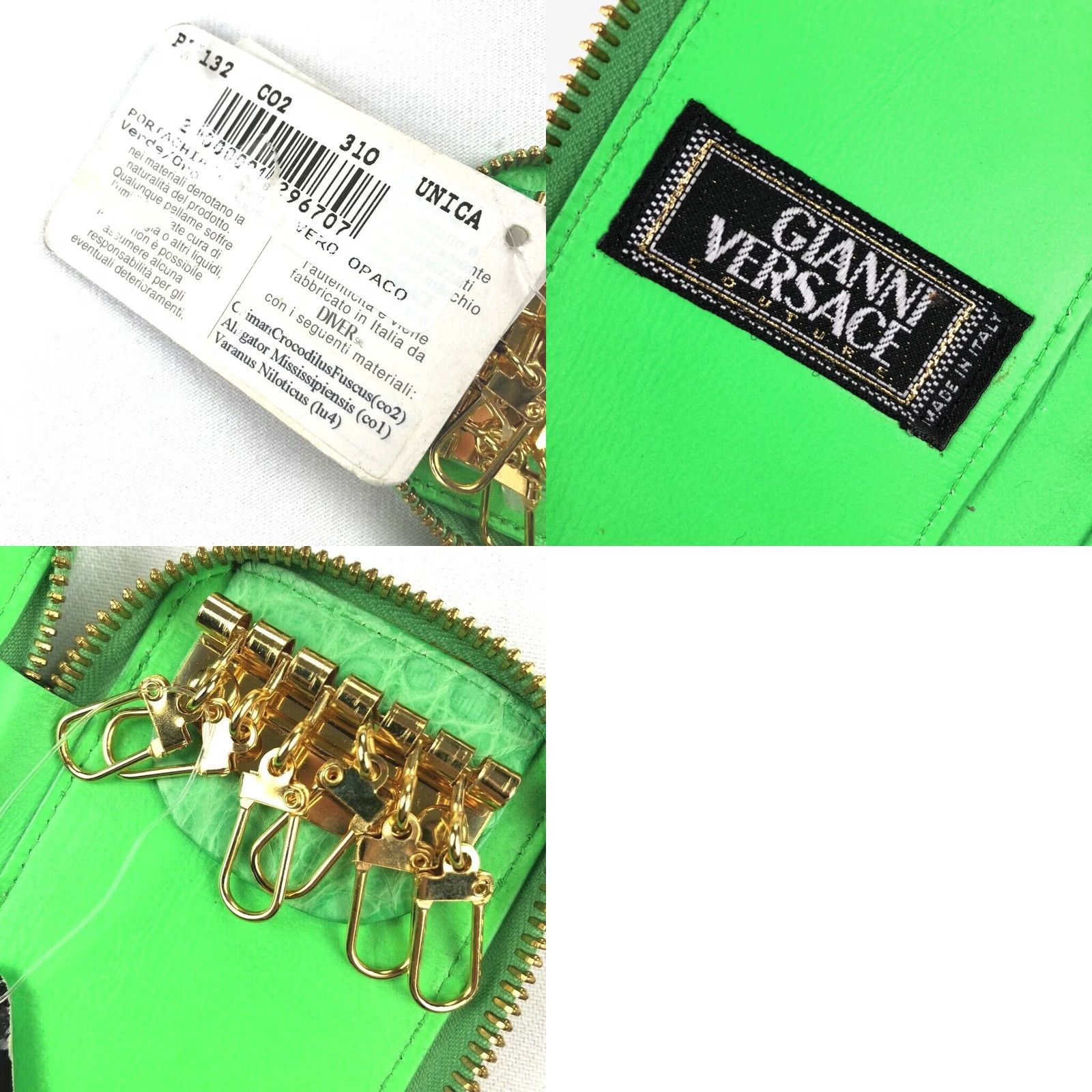 Versace VINTAGE Gianni Versace Keychain Wallet Crocodile Alligator Lime Green Mens Wallet Accessories Size ONE SIZE - 8 Thumbnail