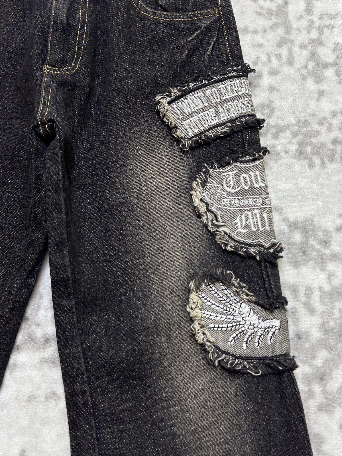 If Six Was Nine Vintage Punk Patchwork Denim Y2K Regular Fit Jeans Size US 26 / EU 42 - 6 Thumbnail