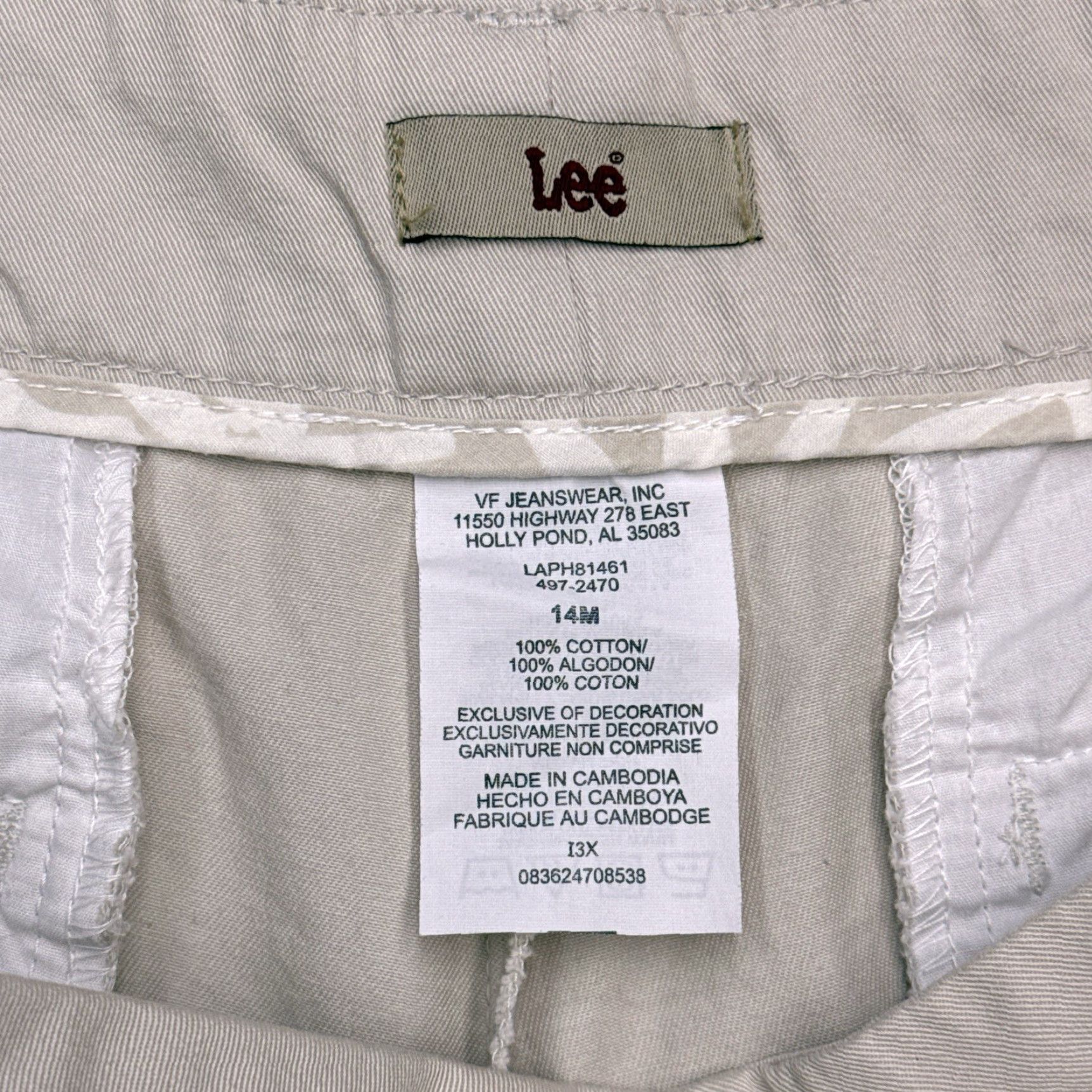 Lee Lee Shorts Womens 14M Khaki Beige Mid Rise Chino Casual Regular 4.5in Inseam Size 36" / US 14 / IT 50 - 4 Thumbnail