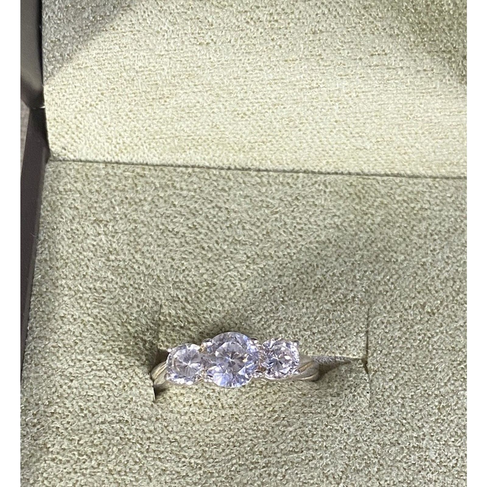 Sterling Silver NF stamp 925 Sterling Silver Round-Cut C Z Ring Size 7.25 Size ONE SIZE - 4 Thumbnail