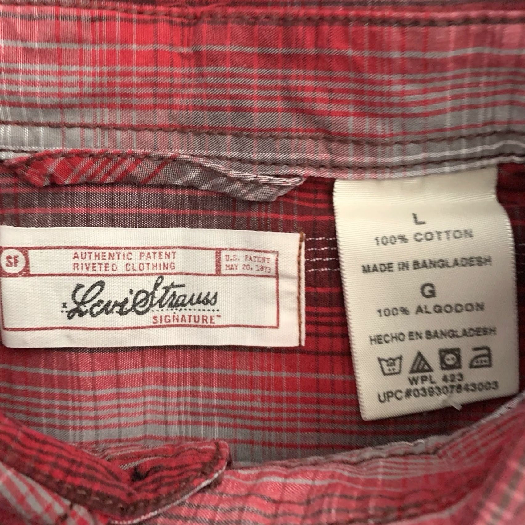 Levi's VINTAGE Levi's Shirt Mens L Red Plaid Long Sleeve Button-Up 100% Cotton Size US L / EU 52-54 / 3 - 2 Thumbnail