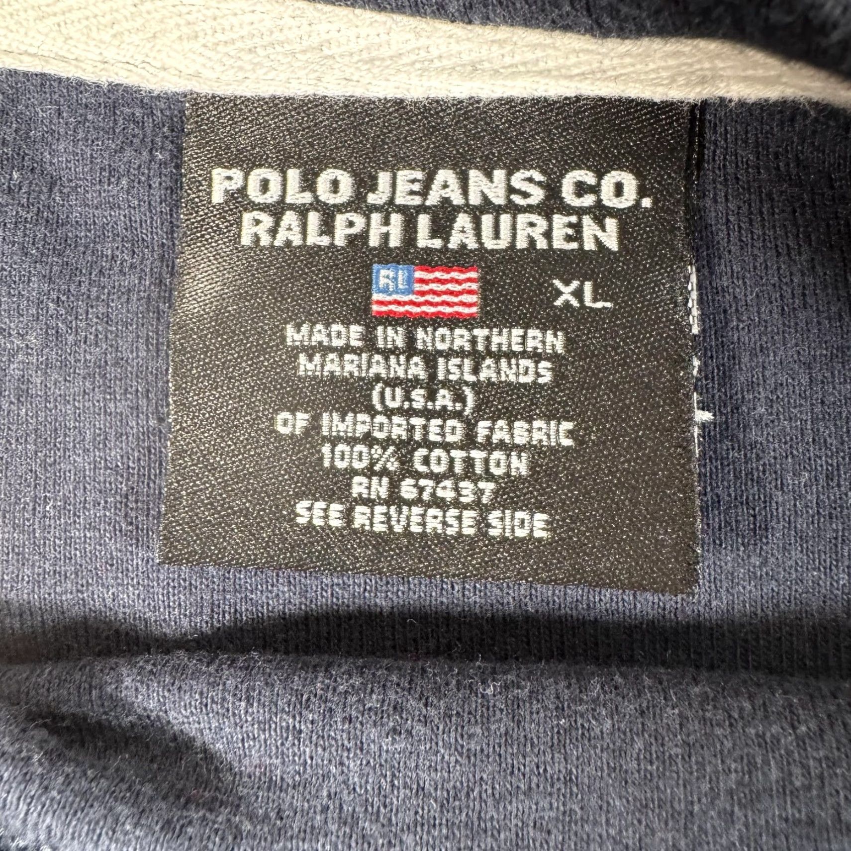 Ralph Lauren VINTAGE Ralph Lauren Polo Jeans Co Shirt XL Women Navy Blue 3/4 Sleeve Boat Neck Embroidered Flag 90s 2000s Quiet Luxury Shirt Size XL / US 12-14 / IT 48-50 - 5 Thumbnail