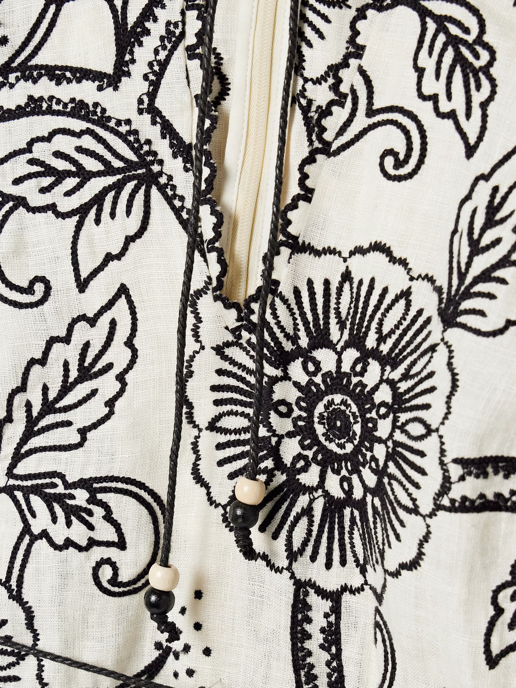 Zimmermann oc11z0226 Tallow Belted Embroidered Mini Dress White/Black Size L / US 10 / IT 46 - 5 Thumbnail