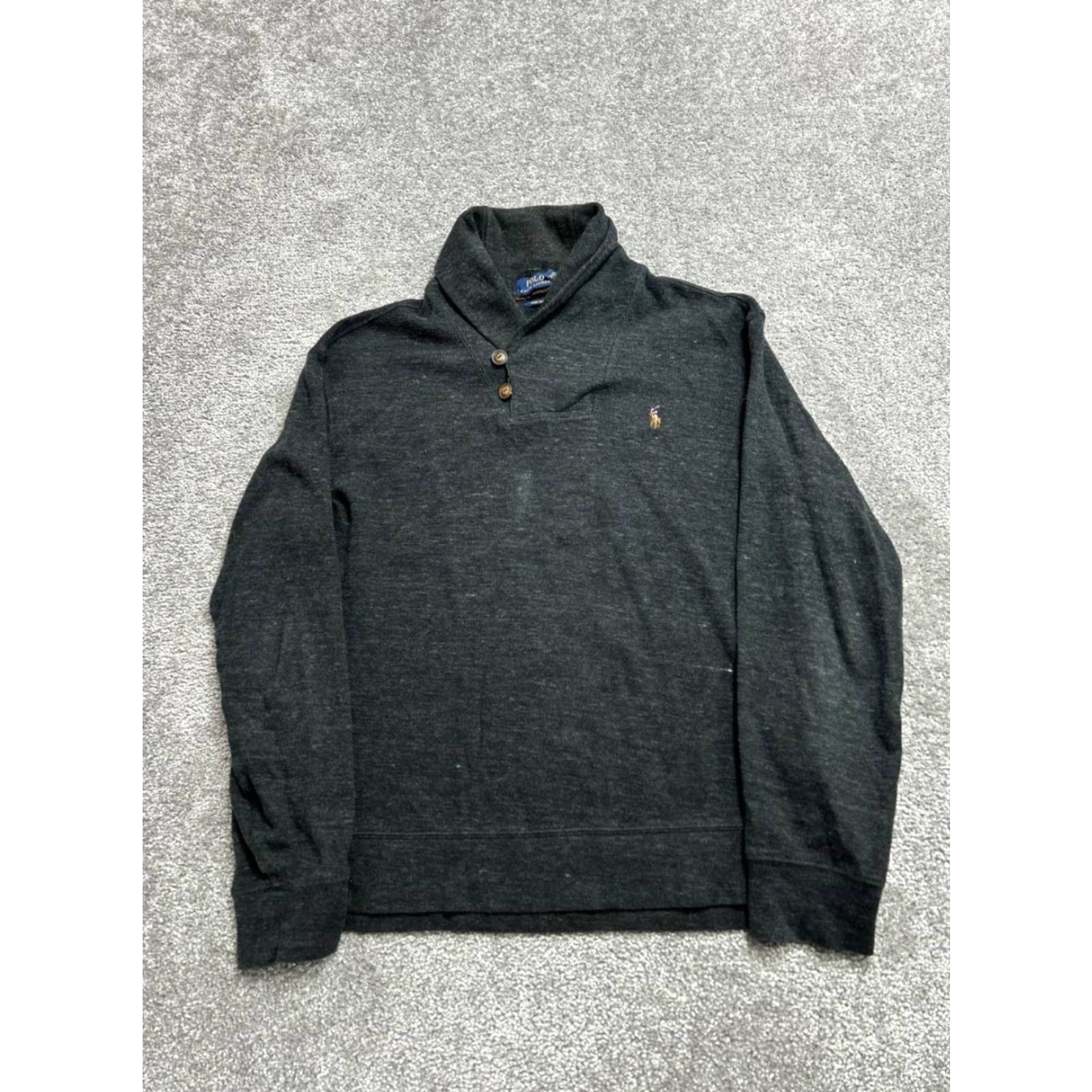 Polo Ralph Lauren Polo Ralph Lauren Sweater Mens Small Gray Cotton Estate Rib Shawl Neck Winter Size US S / EU 44-46 / 1 - 2 Thumbnail