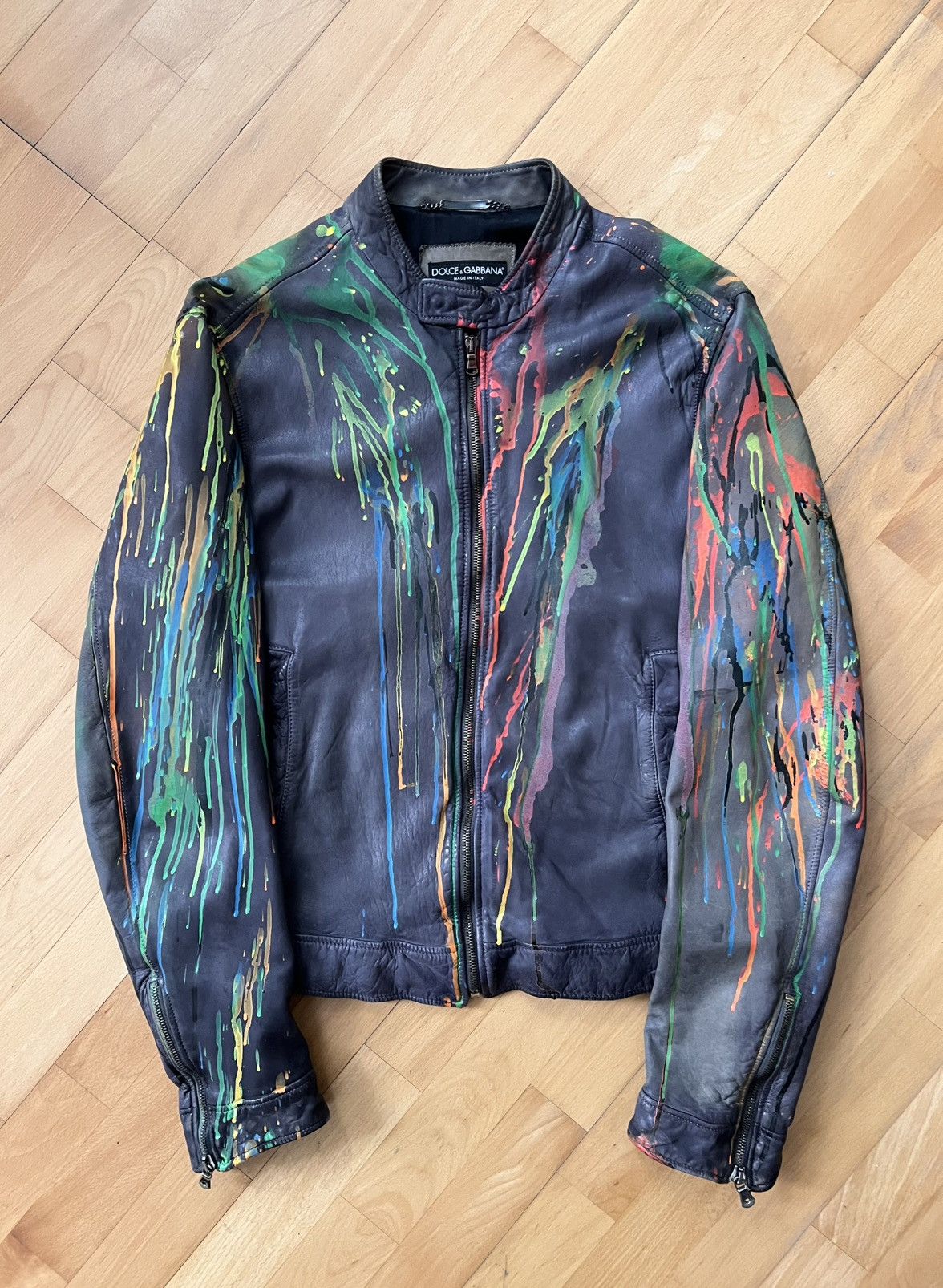 Dolce & Gabbana 2000s Dolce & Gabbana Paint Splitter 5 zip jacket Size US L / EU 52-54 / 3 - 1 Thumbnail