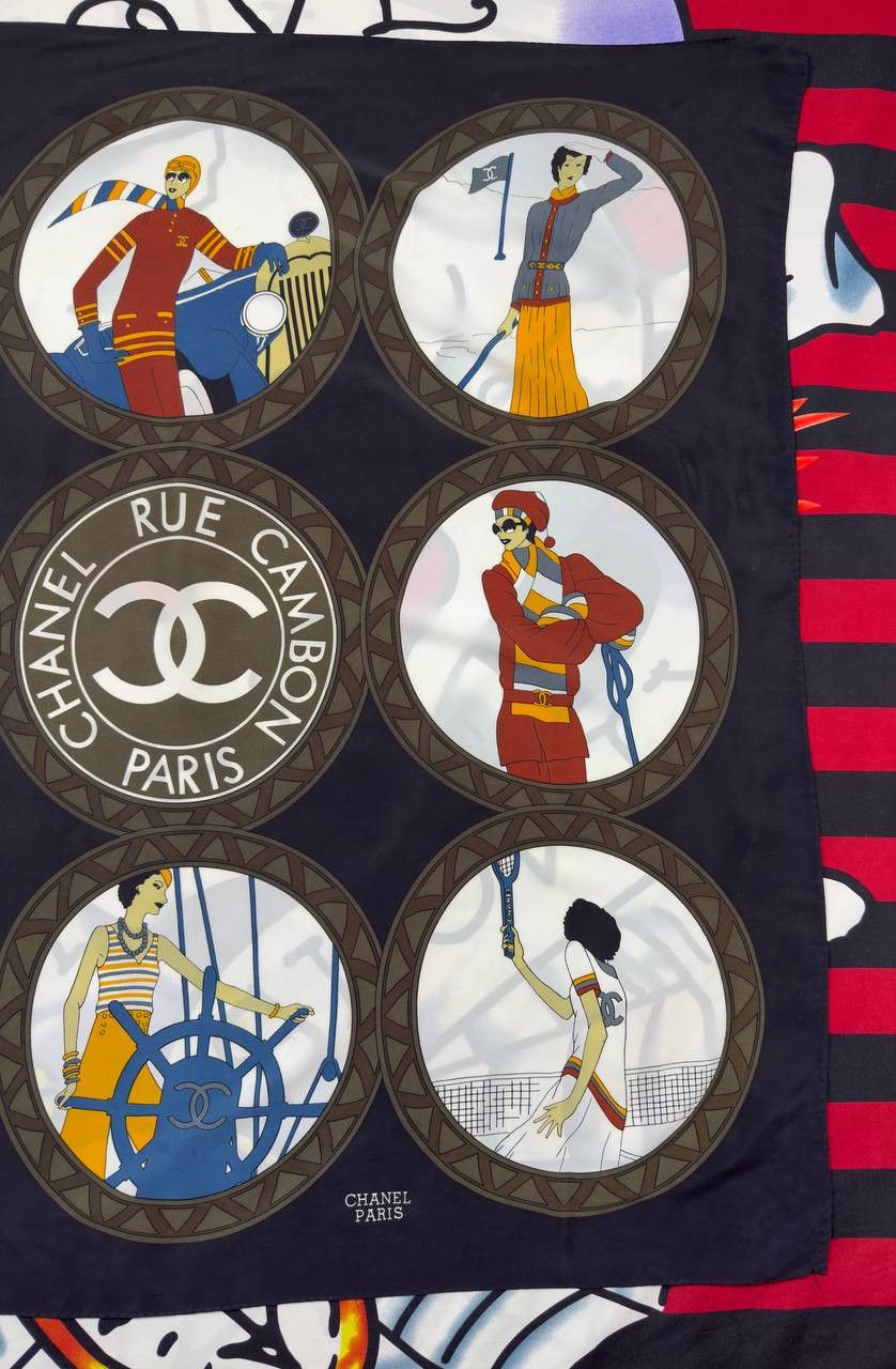 Chanel Chanel Luxury Vintage Rue Cambon Sporting Ladies' Scarf Size ONE SIZE - 3 Thumbnail