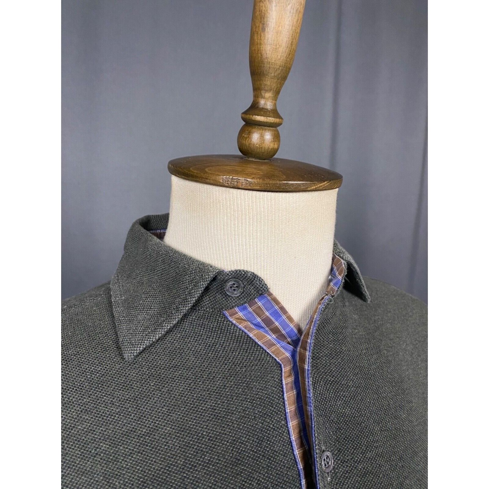 Brioni Brioni Men's Khaki Green Collared Longsleeve Polo Sweater Si Size US M / EU 48-50 / 2 - 6 Thumbnail