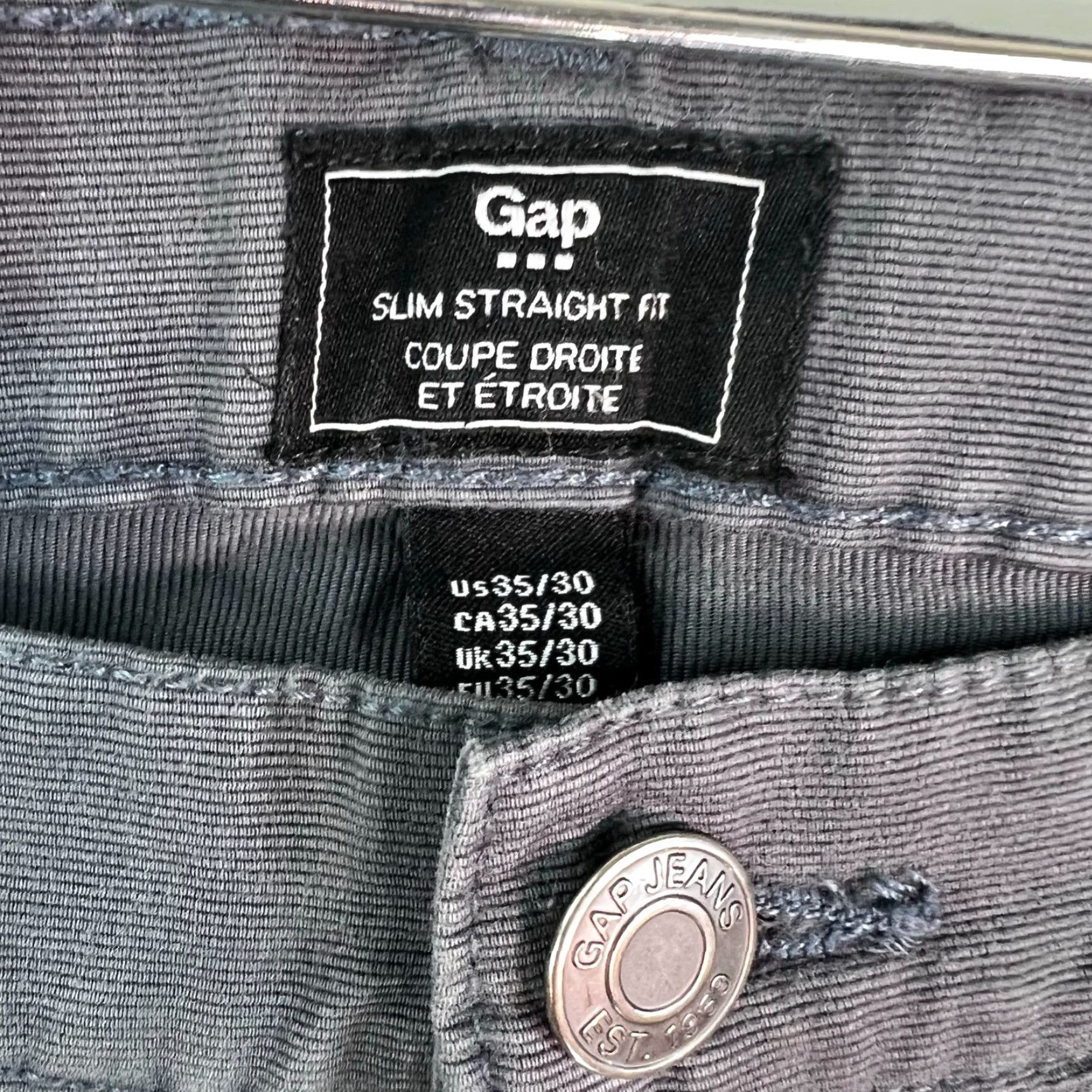 Gap VINTAGE Gap Corduroy Jeans Boot Fit Men 35x30 Gray 100% Cotton Mens Size US 35 - 5 Thumbnail