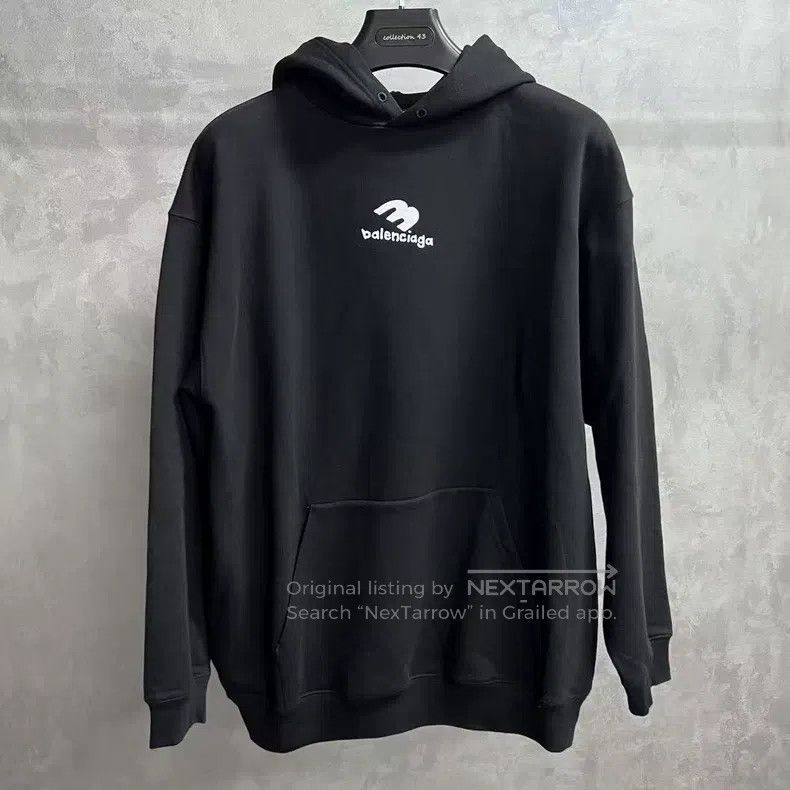 Balenciaga Black logo letter print long-sleeve crew neck s