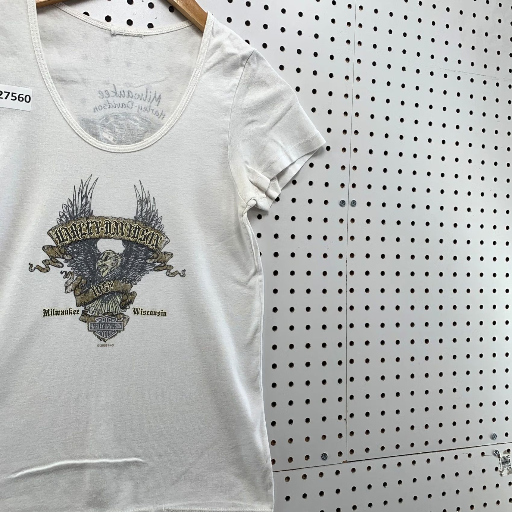 Harley Davidson VINTAGE Harley Davidson Motorcycle Top White Medium Womens Milwaukee WIS Size M / US 6-8 / IT 42-44 - 4 Thumbnail