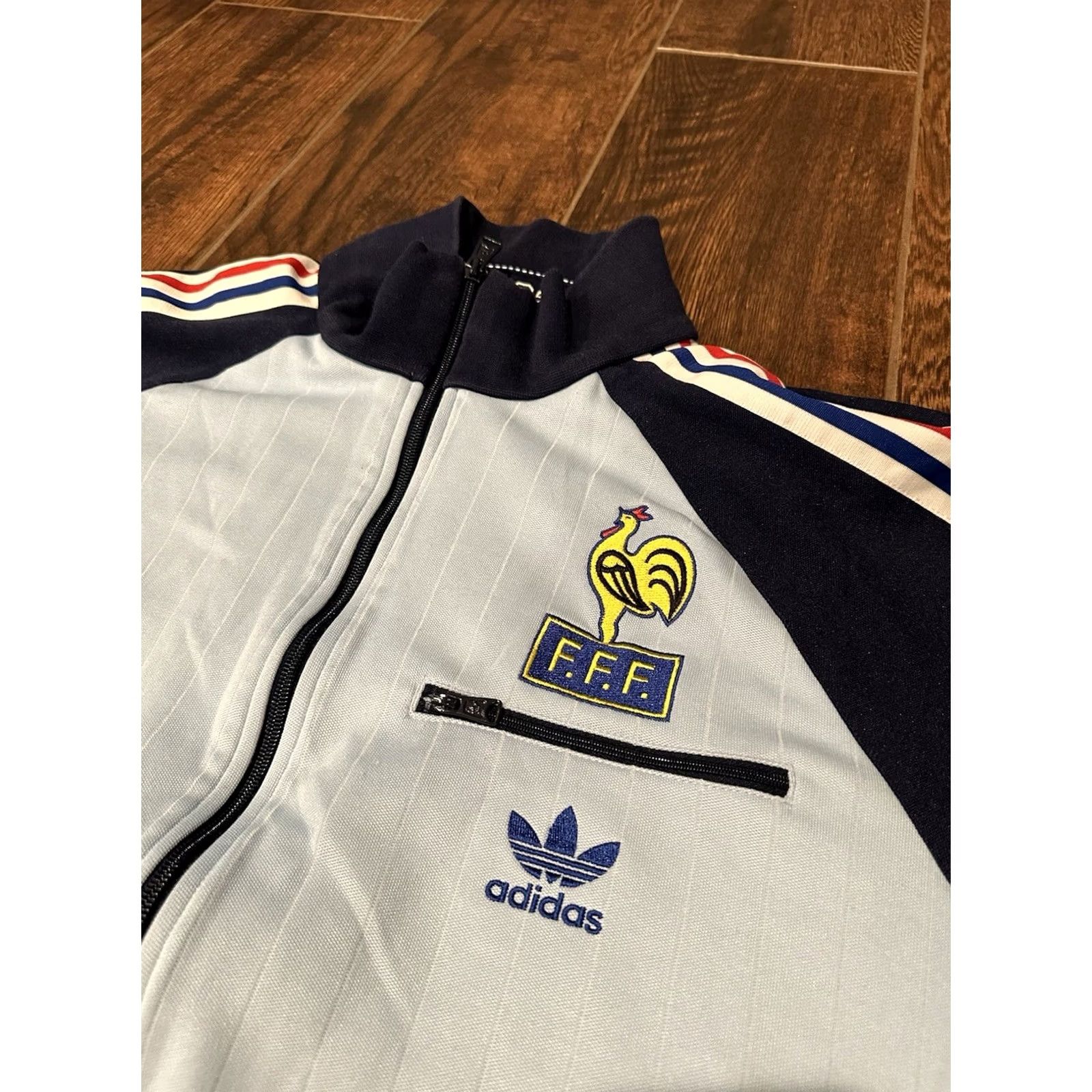 Adidas VINTAGE Adidas France 1982 Retro World Cup Soccer Football Track Jacket Blue XL Mens" Size US XL / EU 56 / 4 - 7 Thumbnail