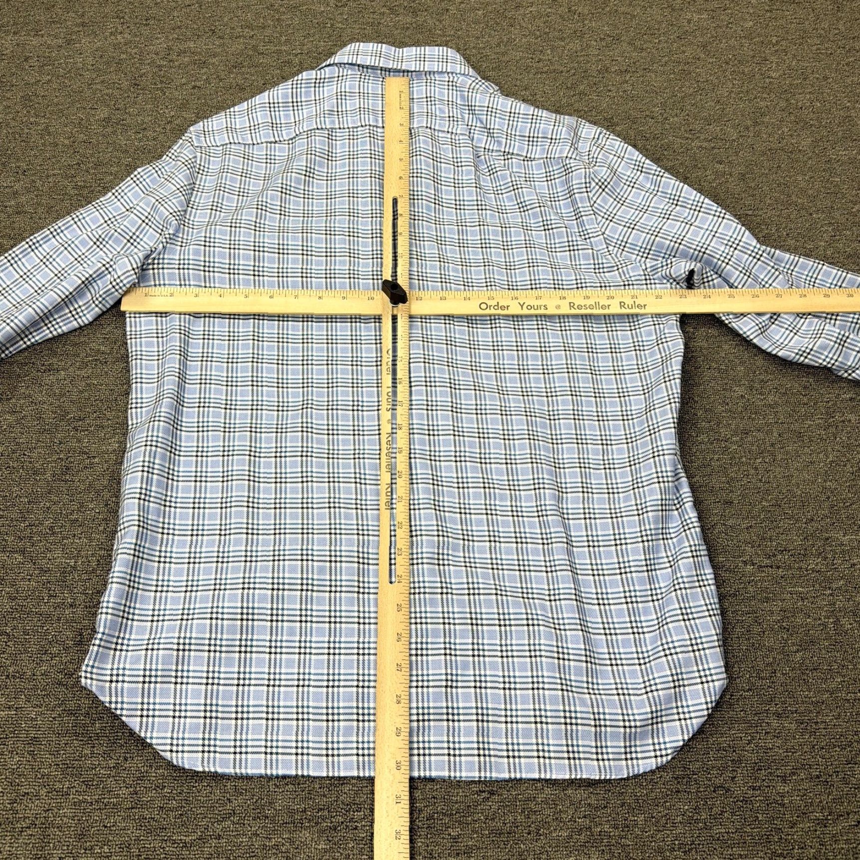 Joseph Abboud Joseph Abboud Shirt Mens Large Blue Check Non-Iron Dress Button Up Long Sleeve Size 42R - 6 Thumbnail