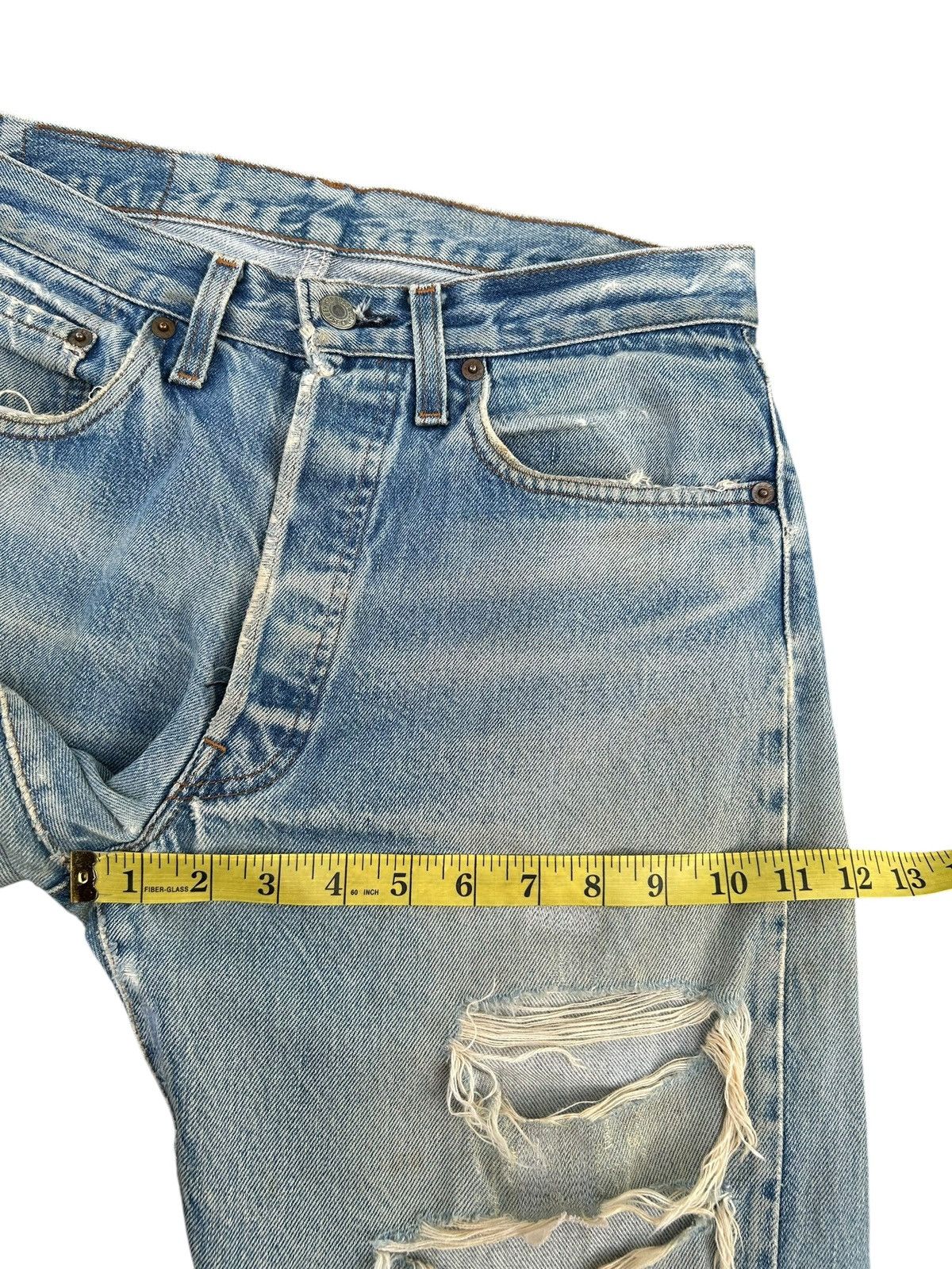 Levi's Vintage Clothing 80's THRASHED Levi's 555 Reconstructed Repair Denim Size US 30 / EU 46 - 22 Thumbnail