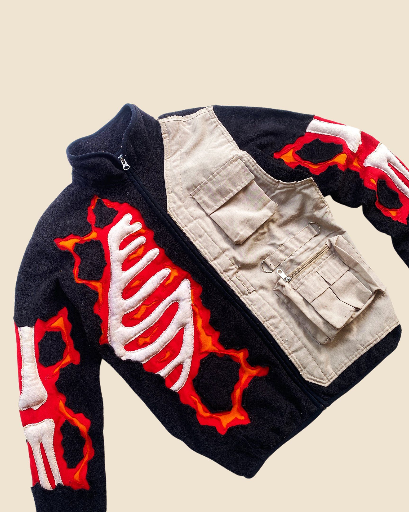 Handmade 1 OF 1 LAVA 3D PUFF SKELETON WITH VEST FLEECE JACKET SIZE M Size US M / EU 48-50 / 2 - 3 Thumbnail