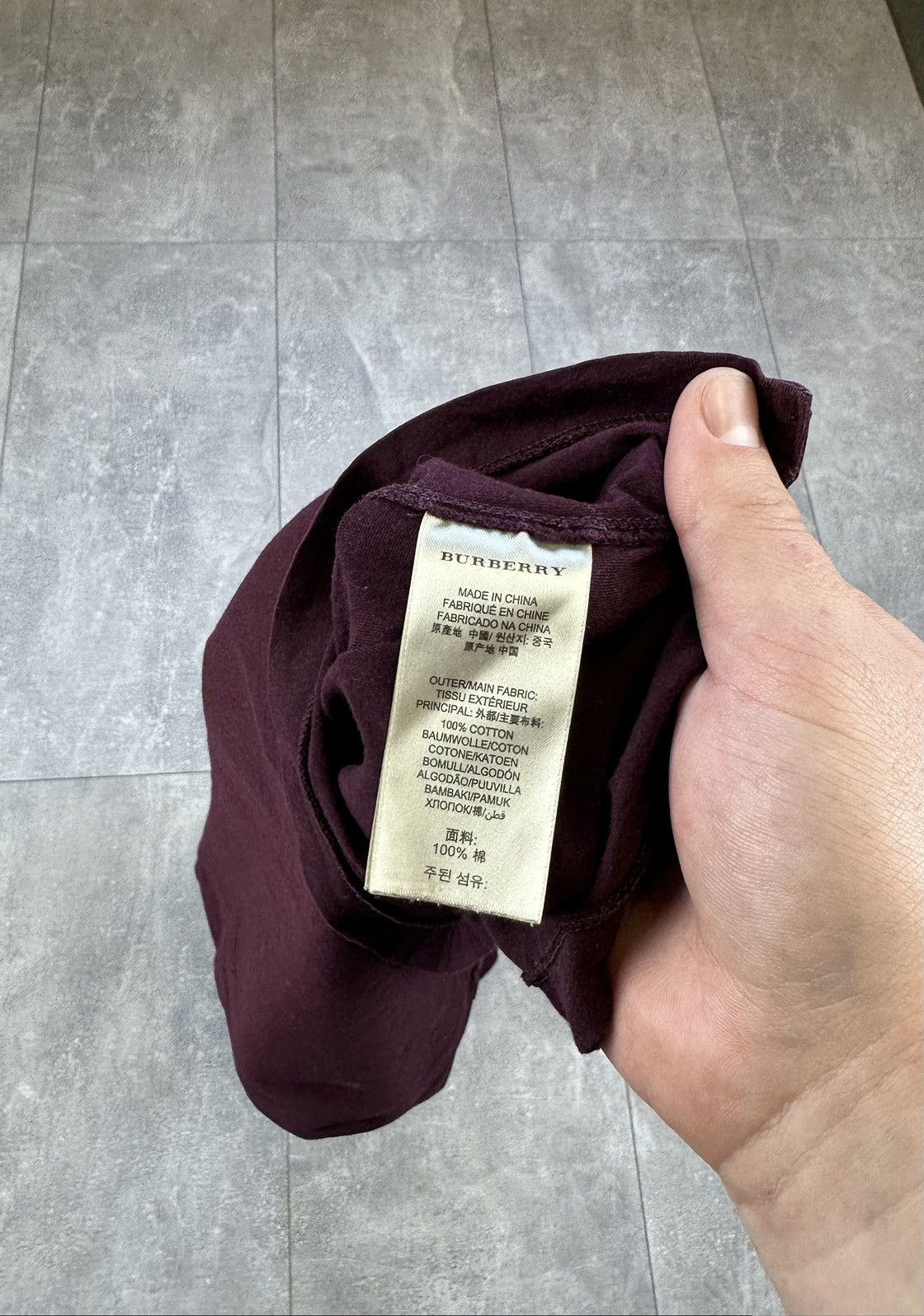 Burberry Burberry Brit Burgundy Small Logo Tee Size US M / EU 48-50 / 2 - 10 Thumbnail