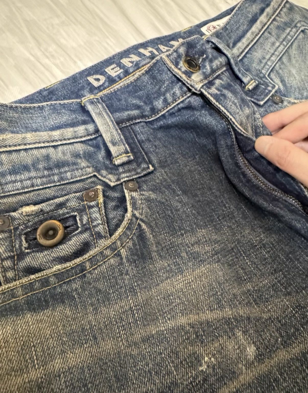 DENHAM DENHAM 24SS Jumbo Japanese wash distressed patch denim jeans Size US 32 / EU 48 - 6 Thumbnail