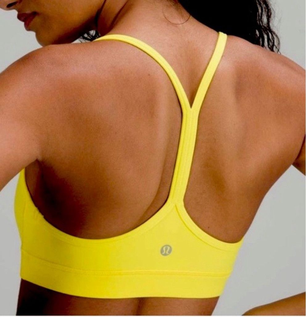 Lululemon LULULEMON FLOW Y WRAP FRONT HIGH NECK BRA MAIZE YELLOW Sz 4 Size ONE SIZE - 11 Thumbnail