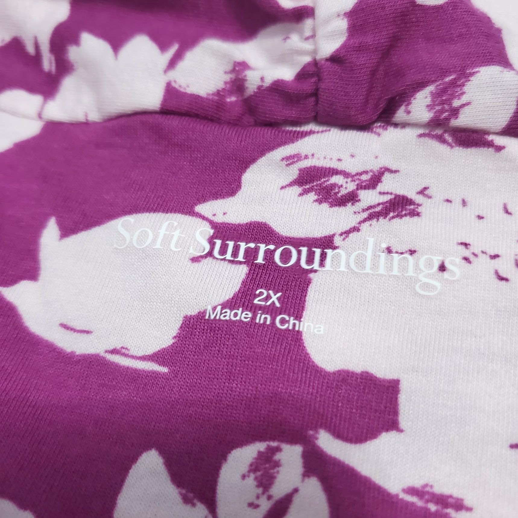 Soft Surroundings VINTAGE Soft Surroundings Top Women 2X Purple Floral Cotton Modal V Neck Short Sleeve Bohemian Tunic Shirt Womens Size XXL / US 16-18 / IT 52-54 - 3 Thumbnail