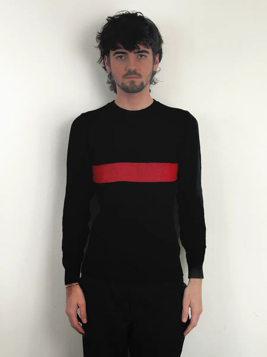 Daniele Alessandrini 2000s Daniele Alessandrini Red Line Black Wool Sweater Size US S / EU 44-46 / 1 - 2 Thumbnail