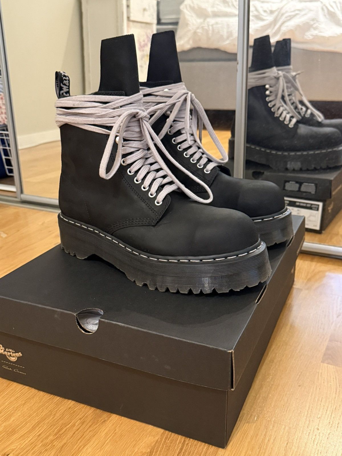 Dr. Martens × Rick Owens Rick Owens Steel Toe Quad Sole 1460 Boots Size US 10.5 / EU 43-44 - 3 Thumbnail