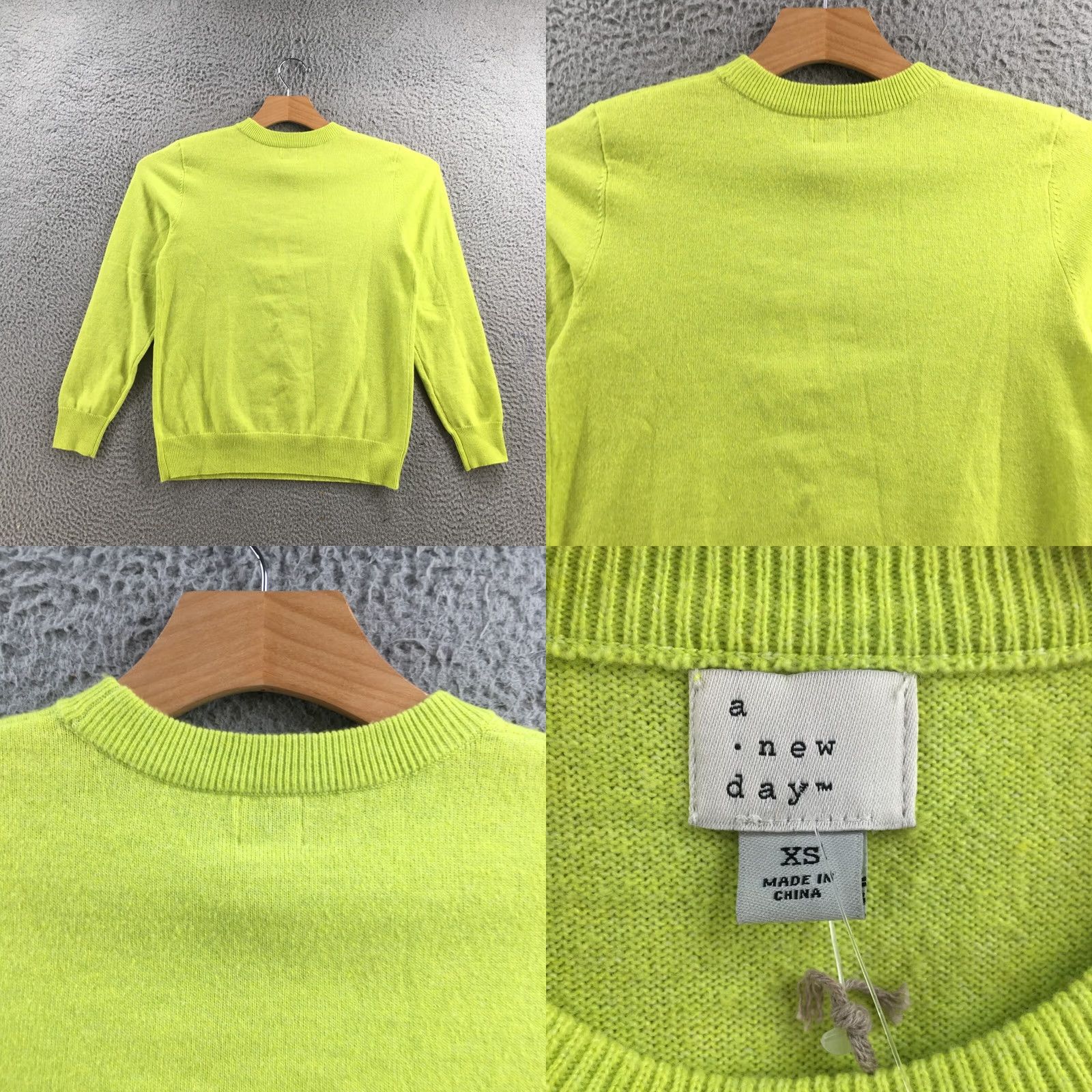 Vintage A New Day Sweater Womens XS Yellow Knitted Pullover Crew Neck Long Sleeve Casual Knit Shirt Pullover Womens XS Yellow Size XS / US 0-2 / IT 36-38 - 8 Thumbnail