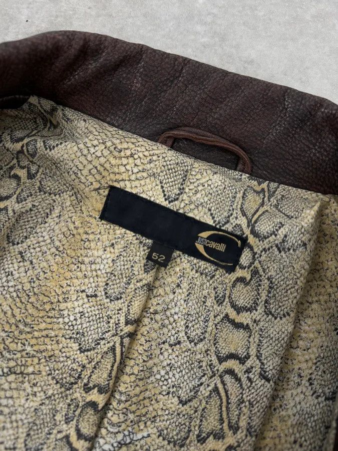 Roberto Cavalli 2000s Cavalli Brown Eroded Leather Buckle Jacket Size US M / EU 48-50 / 2 - 9 Thumbnail