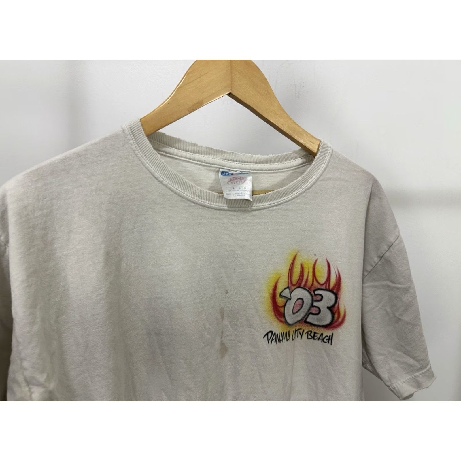 Jerzees VTG Corvette Fire Flame Panama Beach Worn Distressed Cotton T-Shirt Size L Shirt Mens White Fire Thrashed 90s Event Racing Size US L / EU 52-54 / 3 - 5 Thumbnail