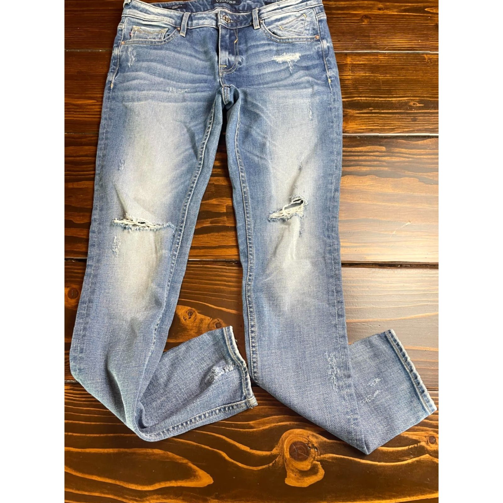 Vintage VIGOSS Jeans Women's Size26x30 Blue Denim The Chelsea Skinny Distressed Size 26" / US 2 / IT 38 - 2 Thumbnail