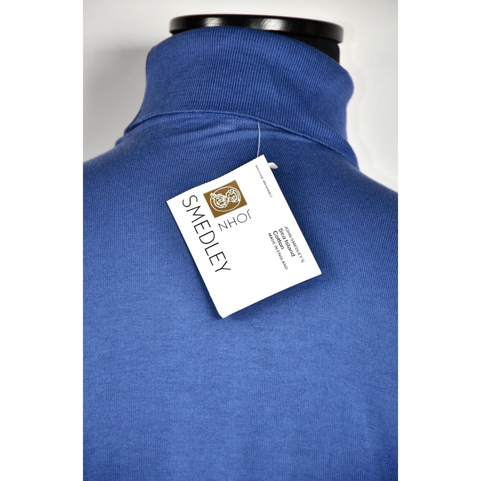 John Smedley John Smedley Sea Island Cotton Knitted Turtleneck Jumper Made In England XL Blue Cotton Knit Sweater Mens Size US XL / EU 56 / 4 - 6 Thumbnail