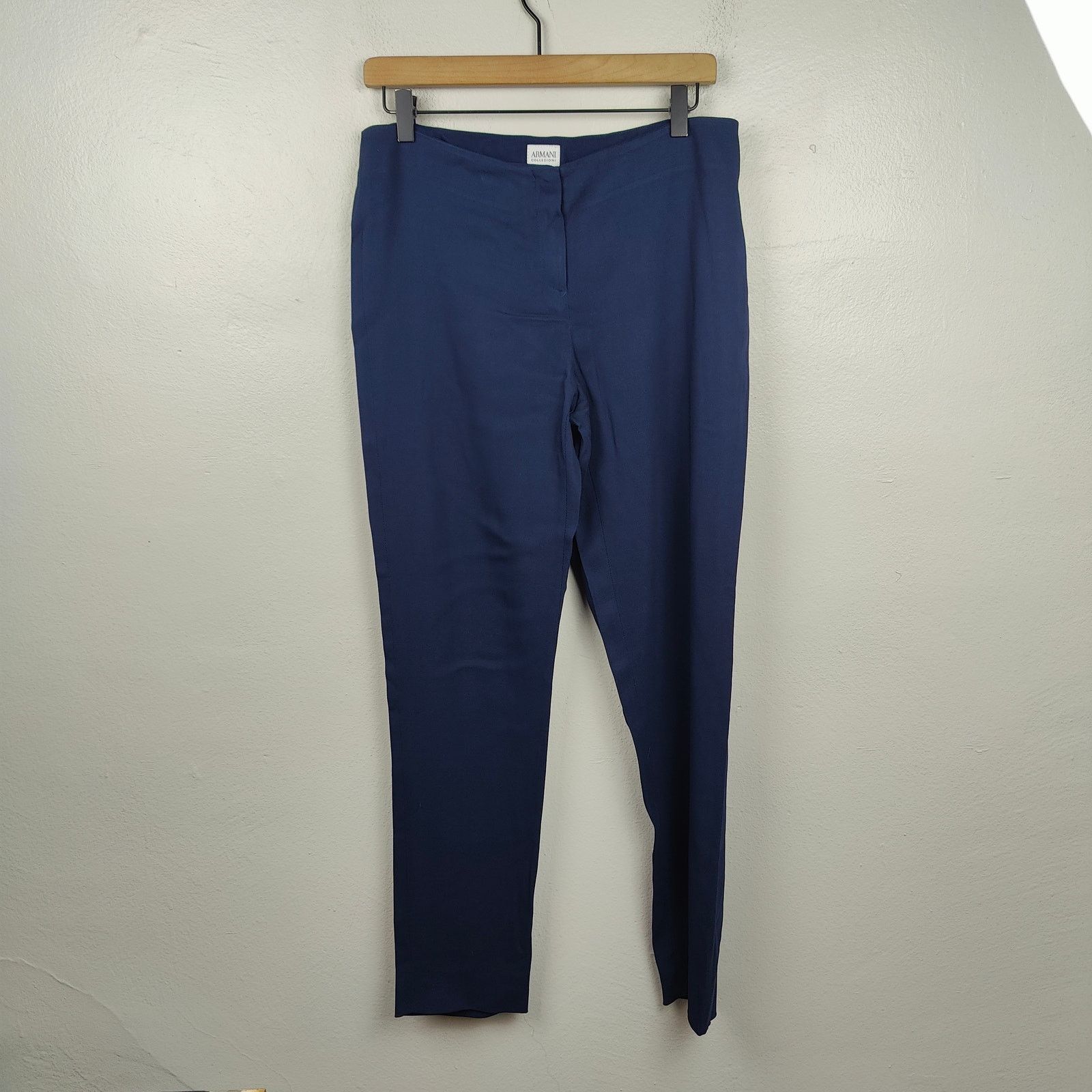 Armani Collezioni Armani Collezioni Trouser Pants Womens 8 Navy Blue Viscose Size 30" / US 8 / IT 44 - 1 Thumbnail