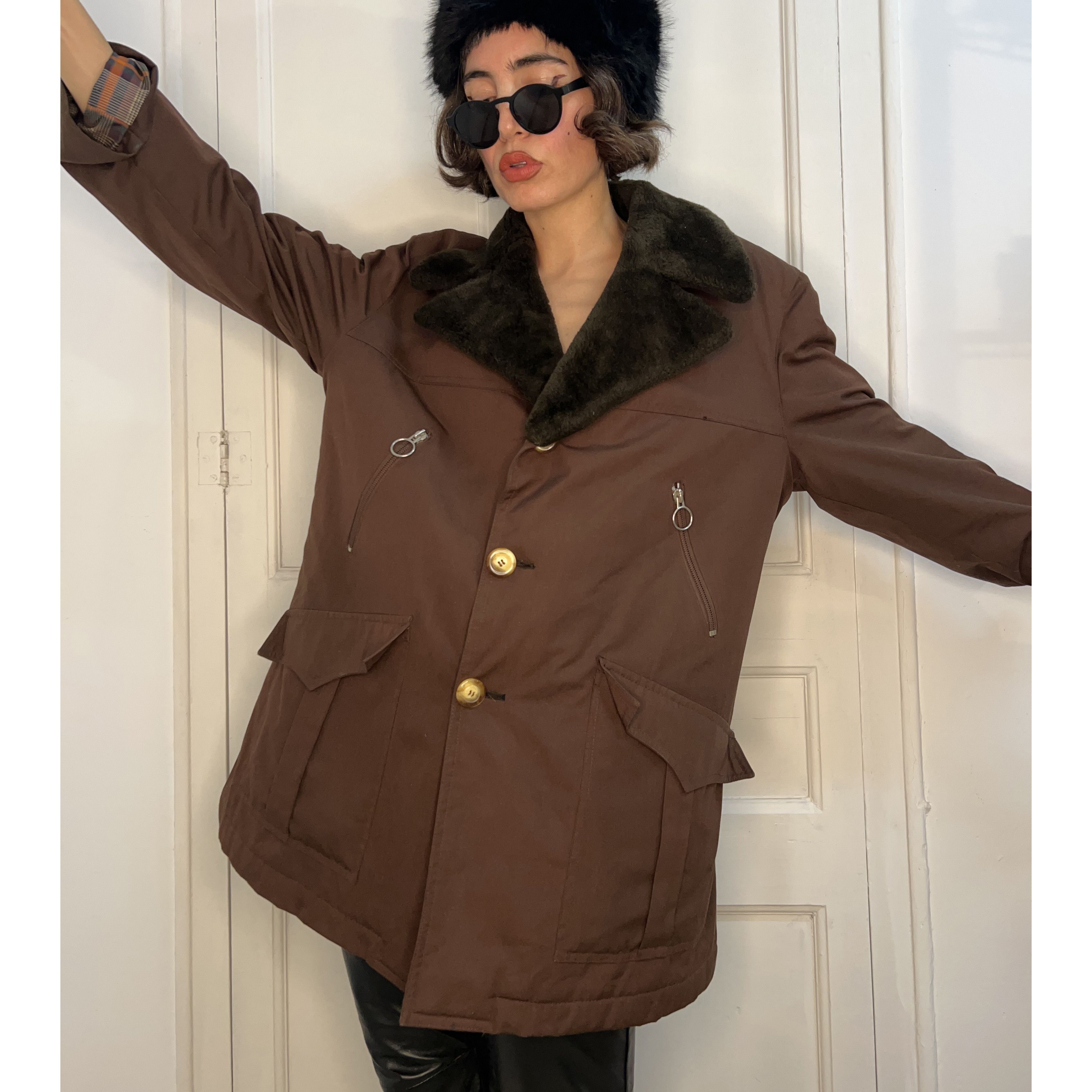 Vintage Vintage 70s Brown Tergal Jacket Size XL / US 12-14 / IT 48-50 - 3 Thumbnail
