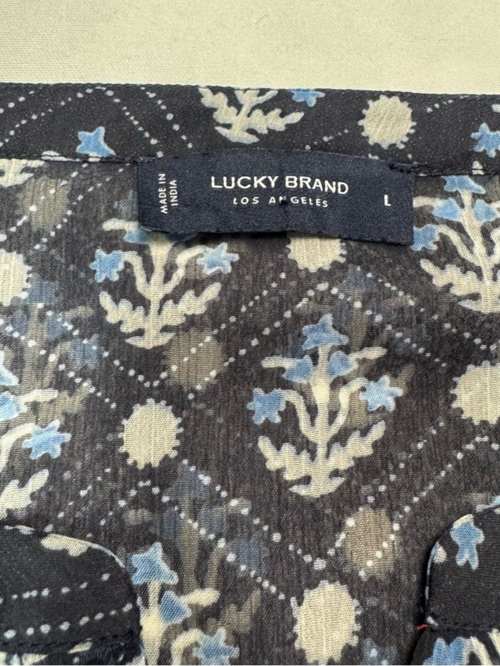 Lucky Brand NWT New $89 Lucky Brand Long Sleeves Notch Neck Border Prin Size L / US 10 / IT 46 - 6 Thumbnail