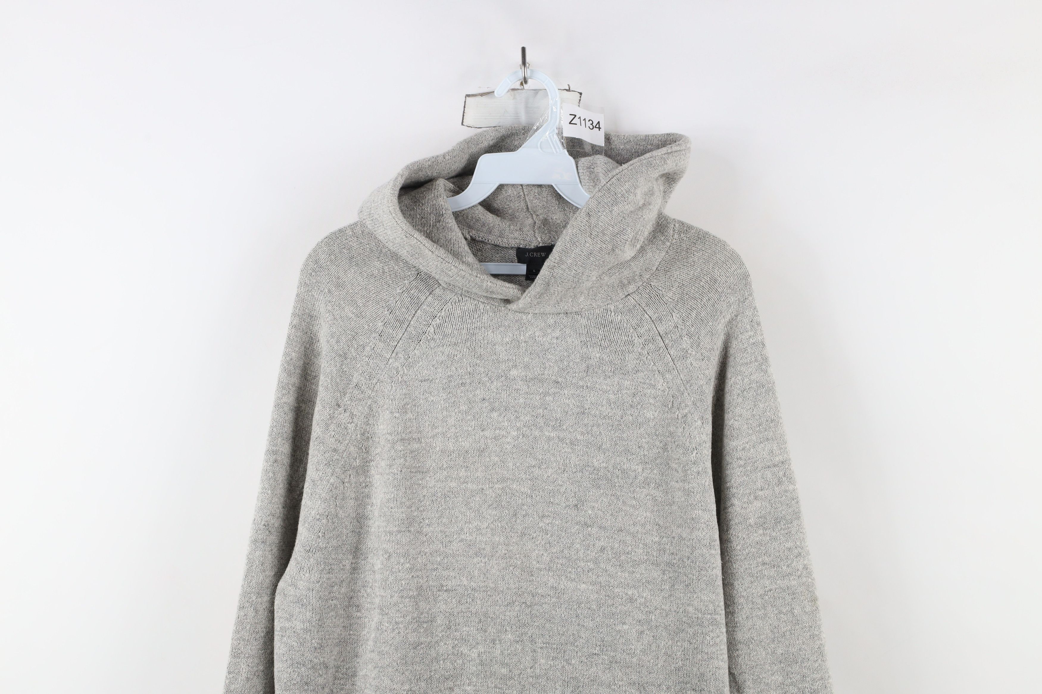 J.Crew × Vintage J Crew Blank Wool Blend Knit Hoodie Sweatshirt Heather Gray Size US L / EU 52-54 / 3 - 2 Thumbnail