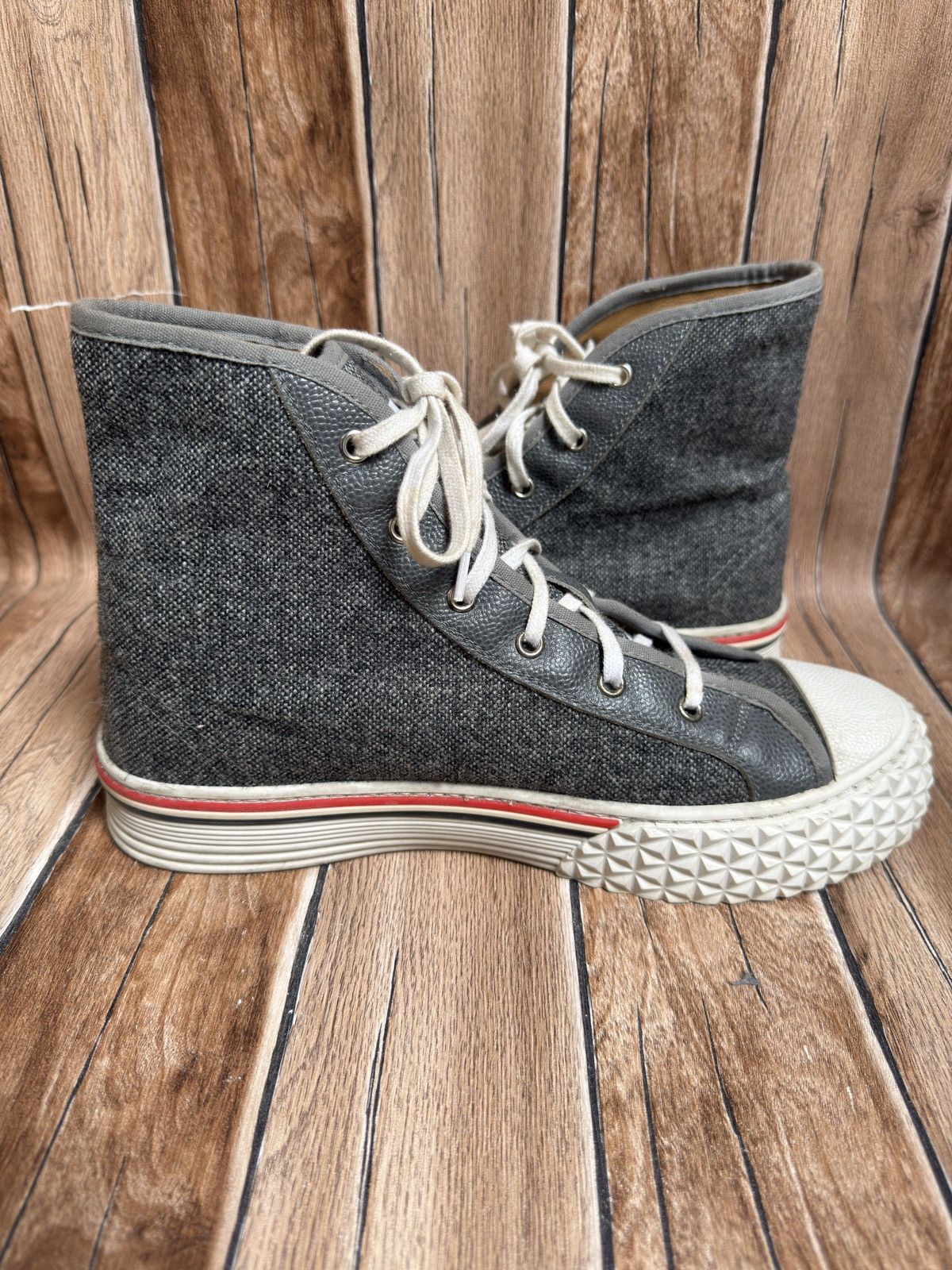 Thom Browne Grey collegiate sneaker Size US 10 / EU 43 - 11 Thumbnail