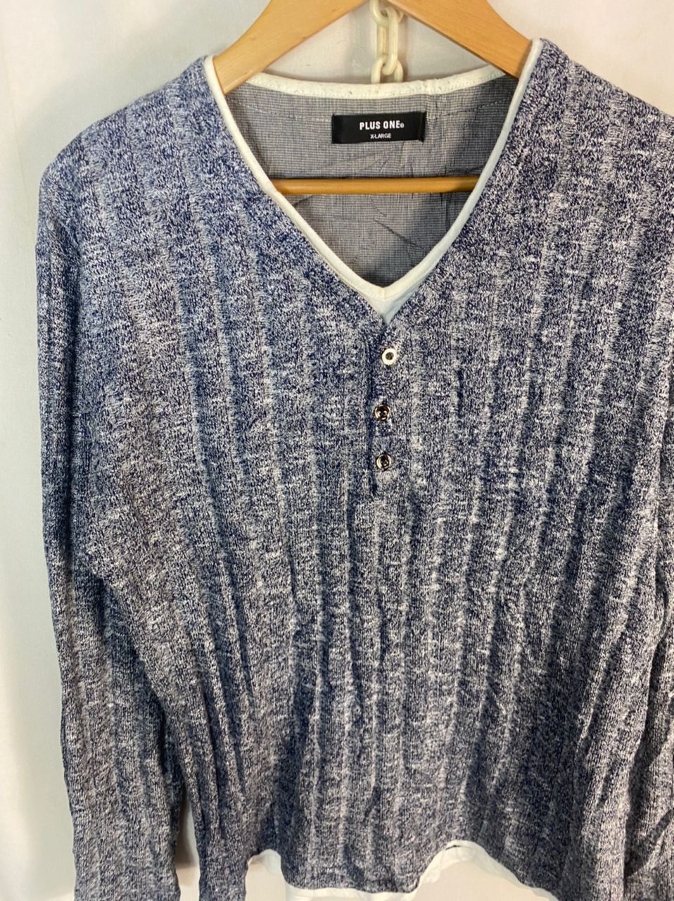 Japanese Brand Plus one vneck long sleeve shirt Size US L / EU 52-54 / 3 - 2 Thumbnail