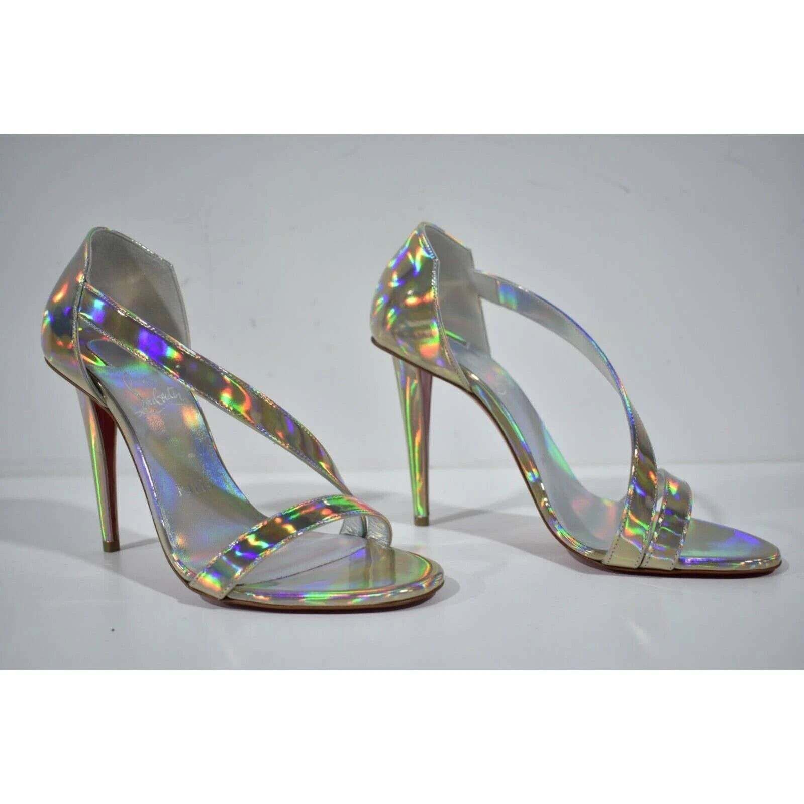 Christian Louboutin Astridal 100 Gold Patent Psychic Strap Sandal Heel Pump 39.5 Size US 9.5 / IT 39.5 - 4 Thumbnail