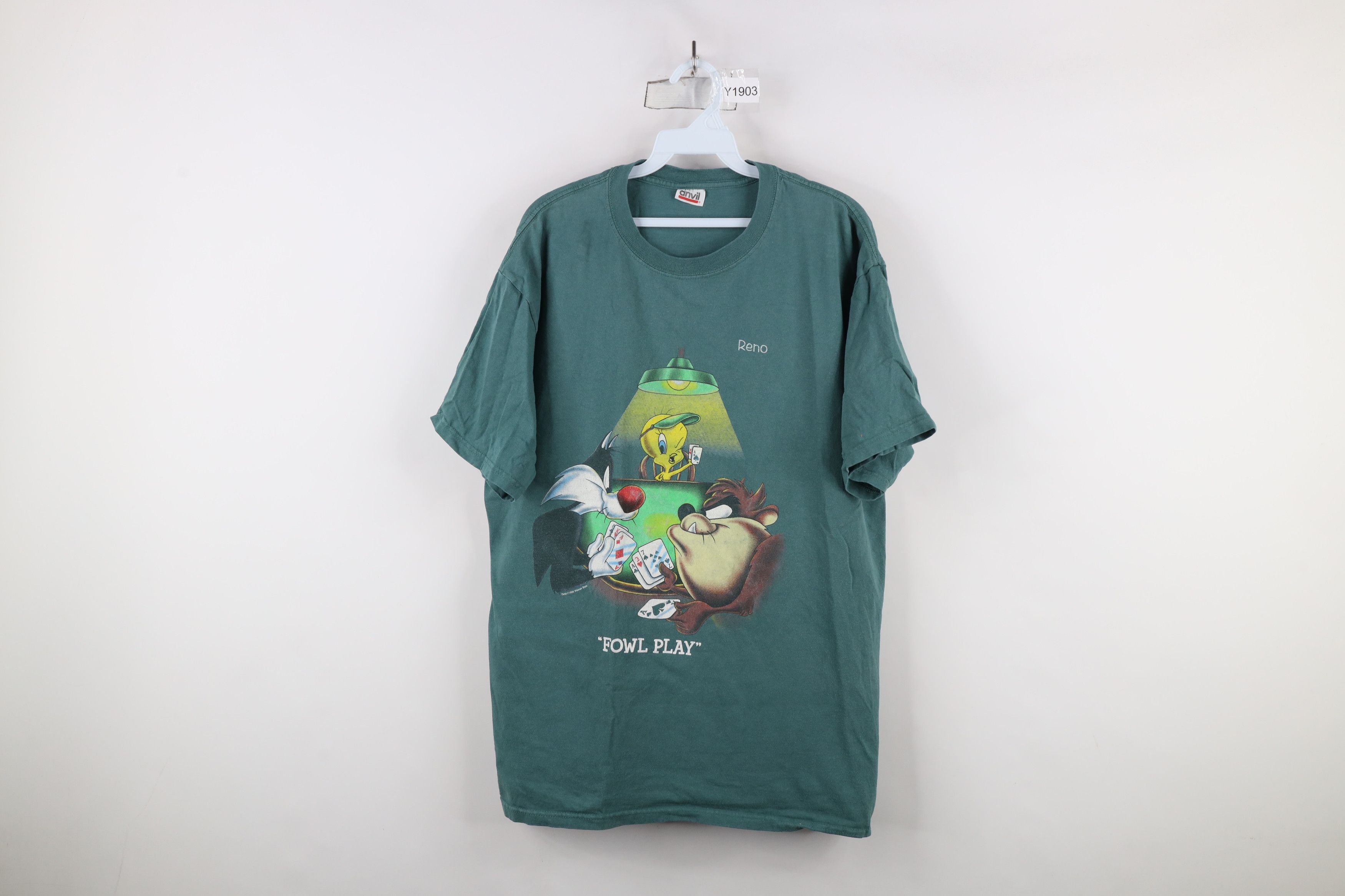 Vintage Vintage 90s Looney Tunes Fowl Play Poker Reno Nevada T-Shirt Size US L / EU 52-54 / 3 - 1 Thumbnail