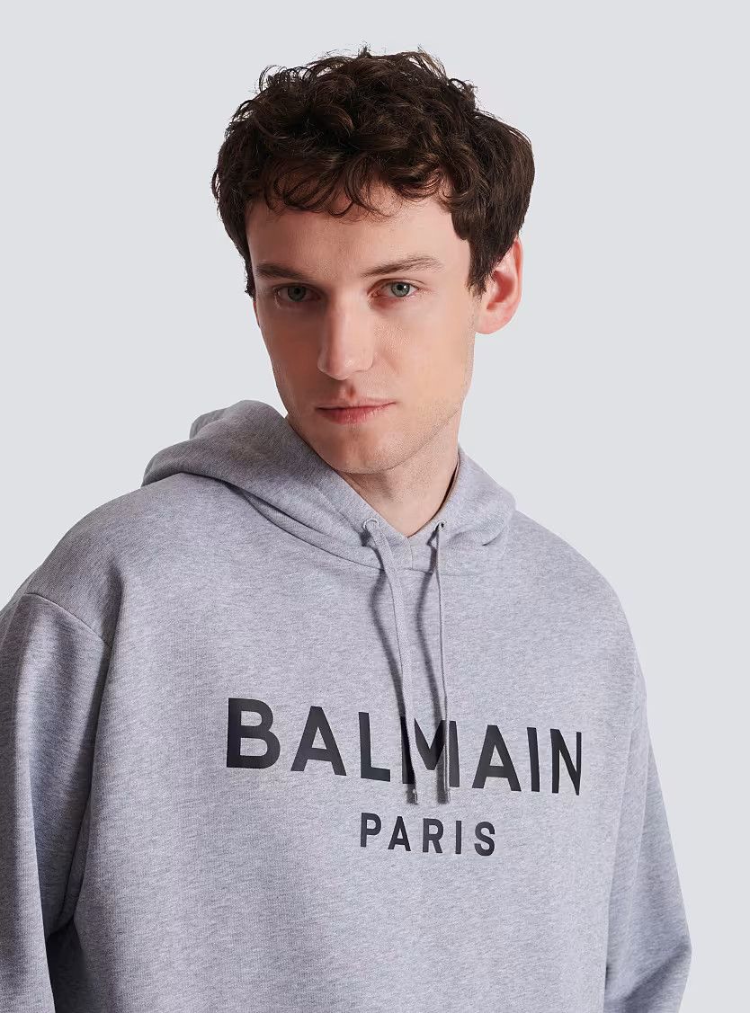 Balmain o1s1wg110126 Printed Cotton Hoodie in Grey Size US S / EU 44-46 / 1 - 6 Thumbnail
