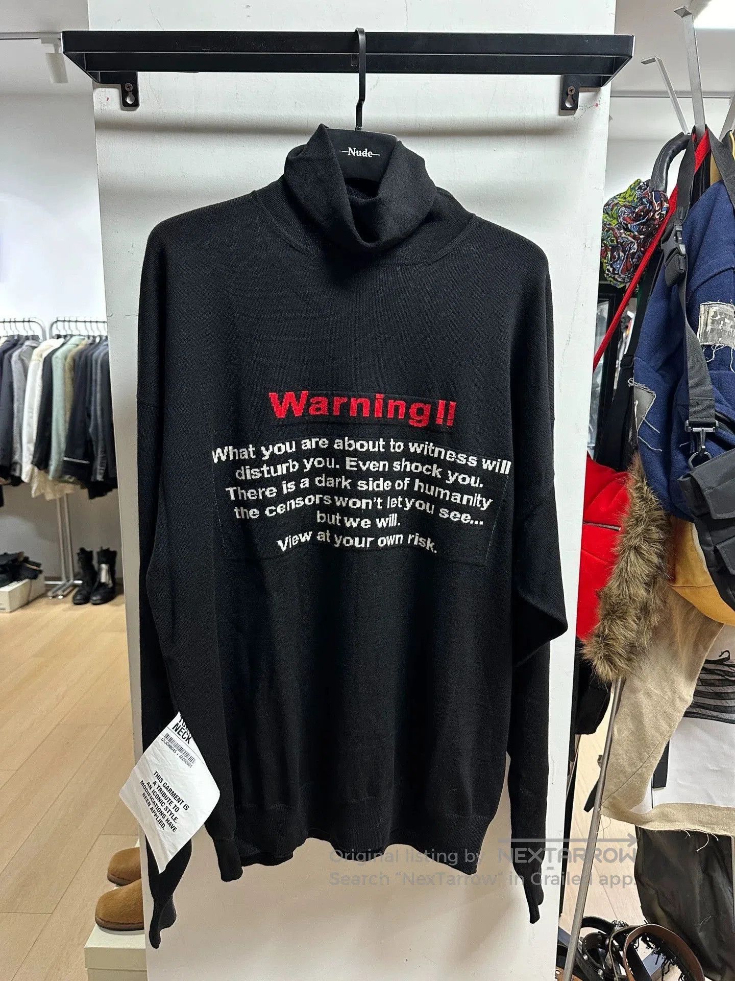 Vetements Black Turtleneck Sweater with 'Warning!!' Text Print. Size US M / EU 48-50 / 2 - 1 Thumbnail