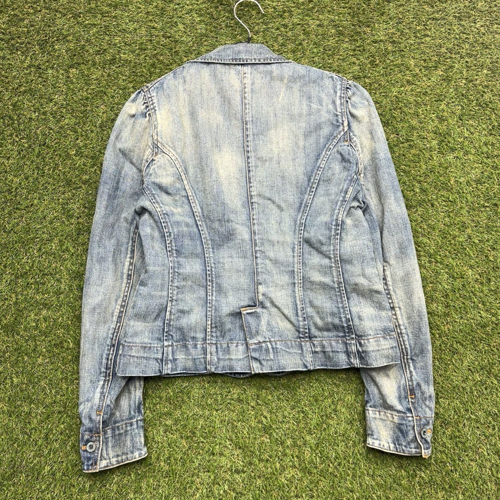 Polo Ralph Lauren VINTAGE Polo Ralph Lauren Navy Shawl Jacket Womens 14 Cotton Denim Jacket Short Sleeve Blue Buttoned Layered Cotton Lining Lightweight Solid Random? Size XL / US 12-14 / IT 48-50 - 2 Thumbnail